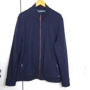 Ted Baker London Mens Black Sweater Coat Full zip Pockets Preppy Acadamia Sz.XL